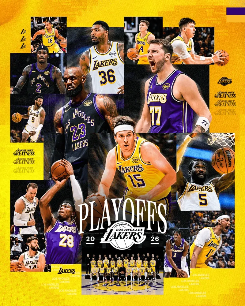 开云网址-众志成城！湖人官方晒出锁定季后赛海报：季后赛资格已锁定